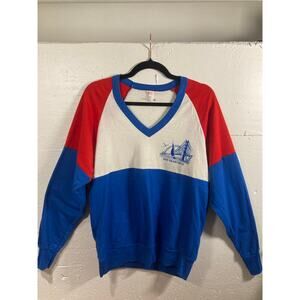 Vintage San Francisco Raglan Sweatshirt Red White Blue V-Neck 80s Large